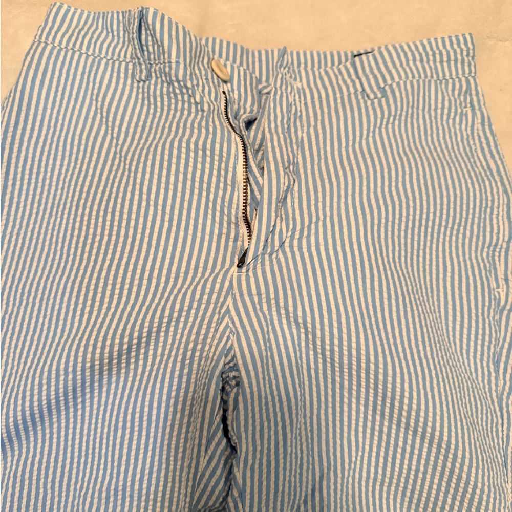 Vineyard Vines youth boys  Seersucker Chinos in Light Blue and White Stripe